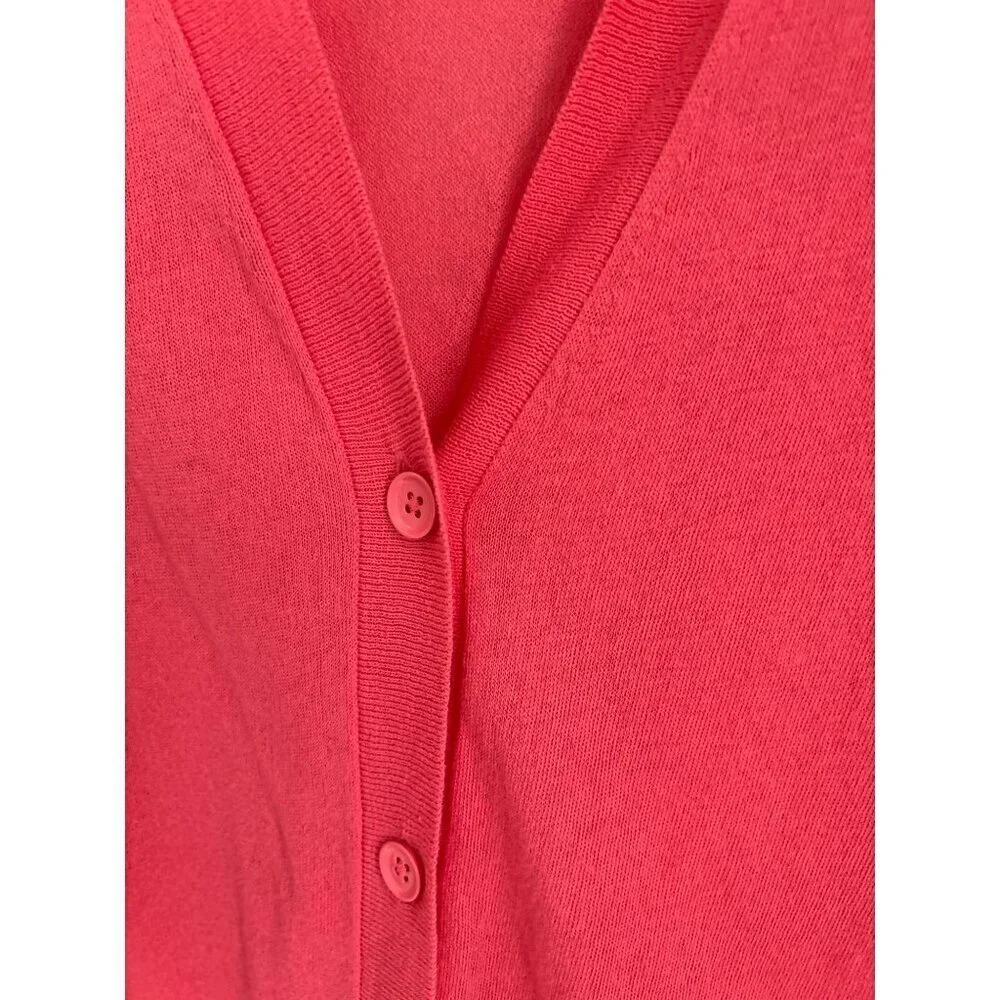 J.CREW Knitted Cardigan Button-up Cotton Blend in Pink/Red Front Pockets Size Me